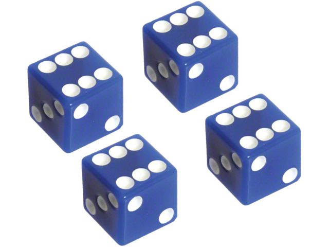 1961-67 Ford Econoline Valve Stem Caps, Set Of 4, Blue Dice