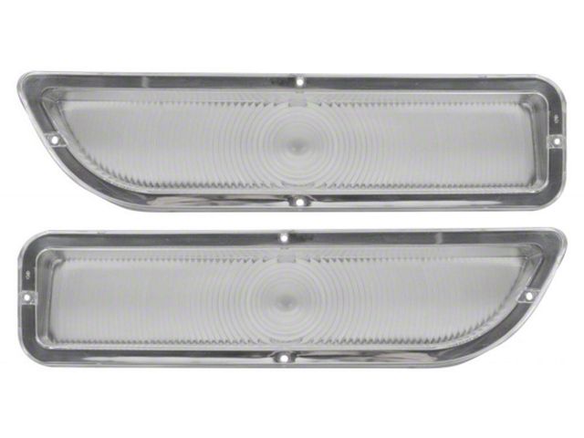 1962-1966 GMC Truck Parking Light Lenses Clear With Chrome Trim