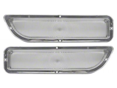 1962-1966 GMC Truck Parking Light Lenses Clear With Chrome Trim