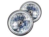 7 Headlight, White Diamond With Single Color White LED Halo (62-68 Chevy II; 69-79 Nova)