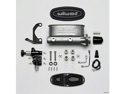 1962-1979 Nova Wilwood Master Cylinder Kit, Bare Aluminum Tandem, with Bracket & Valve, 1 1/8 Bore