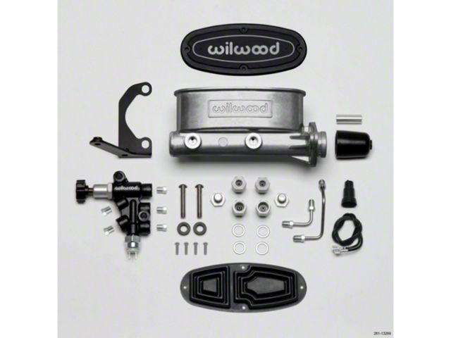 1962-1979 Nova Wilwood Master Cylinder Kit, Bare Aluminum Tandem, with Bracket & Valve, 1.0 Bore