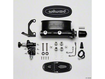 1962-1979 Nova Wilwood Master Cylinder Kit, Tandem, Black Electrocoated Aluminum, with Bracket & Valve, 1.00 Bore