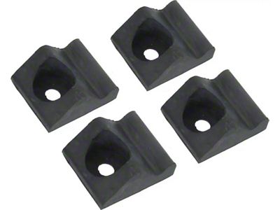 OPR 1962-63, 1966-69 Ford Ranchero Hood Bumpers - Black Rubber Molded Over Metal Base - On Hood - Set Of 4