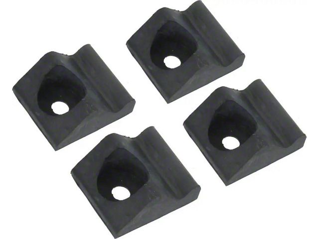 1962-63, 1966-69 Ford Ranchero Hood Bumpers - Black Rubber Molded Over Metal Base - On Hood - Set Of 4