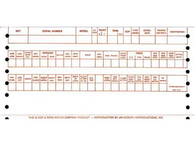 1962 Build Sheet