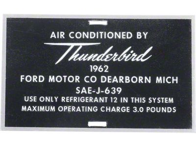 1962 Ford Thunderbird Aluminum Air Conditioner Hose Tag