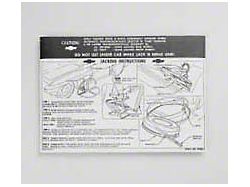 1963-1966 Corvette Jacking Instruction Decal For Cars With Standard Wheels 