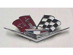 1963L-1966 Corvette Side Fender Emblems Dark Red Flags 
