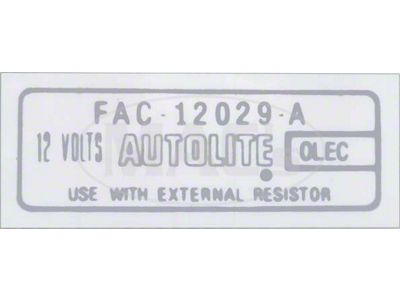 1963-1966 Ford Thunderbird Ignition Coil Decal