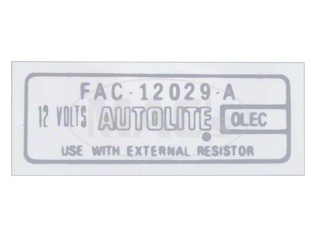 1963-1966 Ford Thunderbird Ignition Coil Decal