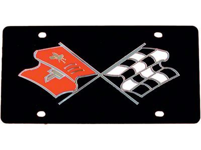 1963-1967 Corvette License Plate Acrylic With Early Crossed-Flags Logo