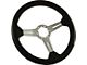 1963-1982 Corvette Steering Wheel, 14 Black-Perforated/Brushed Aluminum Slot Spokes, Red Stitch
