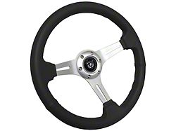 S6 Sport 14-Inch Steering Wheel; Black Leather with Brushed Aluminum (63-82 Corvette C2 & C3)