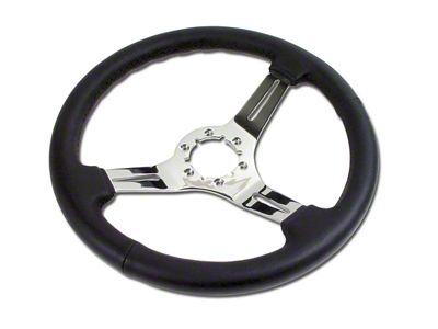 Leather Steering Wheel with Chrome Spokes; Black (68-75 Corvette C3; 77-82 Corvette C3 w/ Tilt/Telescopic Steering Wheel)