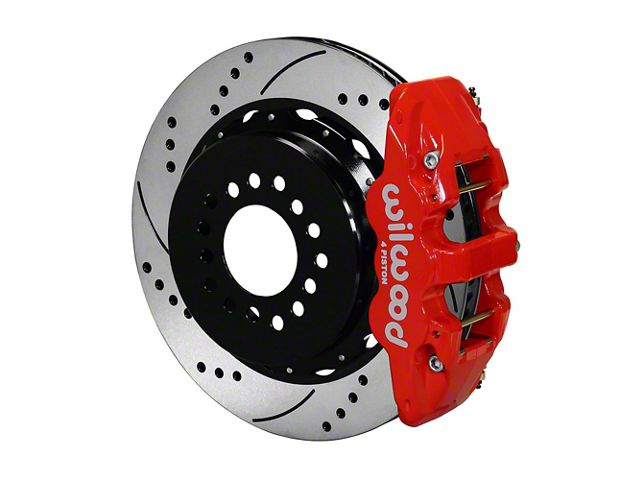1963-1987 Chevy-GMC Truck Wilwood AERO4 Rear Brake Kit, 5 Lug-4 Piston Red Calipers, 14.25 Rotors-Drilled And Slotted, Half Ton 2WD