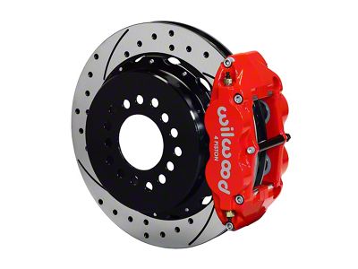 1963-1987 Chevy-GMC Truck Wilwood FNSL4R Rear Brake Kit, 5 Lug-4 Piston Red Calipers, 13 Drilled And Slotted Rotors-Half Ton 2WD