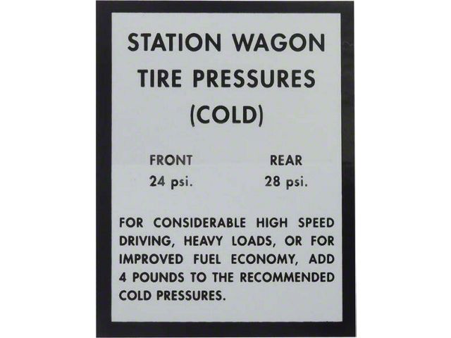 1963-64 Mercury Station Wagon Tire Pressure Decal