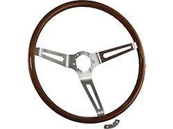 Corso Feroce LT-15 15-Inch Steering Wheel; Hardwood with Brushed Stainless Steel (63-67 Corvette C2)