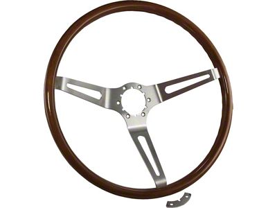 Corso Feroce LT-15 15-Inch Steering Wheel; Hardwood with Brushed Stainless Steel (63-67 Corvette C2)