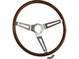 Corso Feroce LT-15 15-Inch Steering Wheel; Hardwood with Brushed Stainless Steel (63-67 Corvette C2)