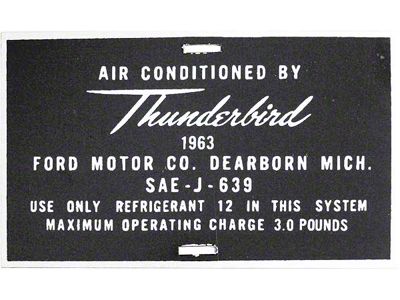 1963 Ford Thunderbird Aluminum Air Conditioner Hose Tag