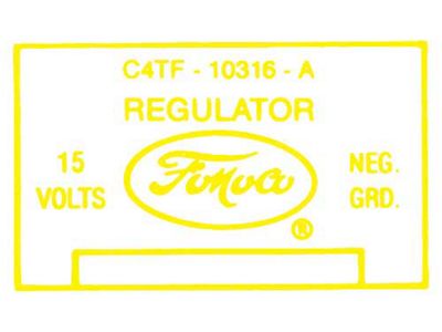1963 Ford Thunderbird Voltage Regulator Decal, 30 and 40 Amp