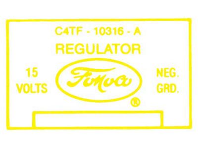 1963 Ford Thunderbird Voltage Regulator Decal, 30 and 40 Amp