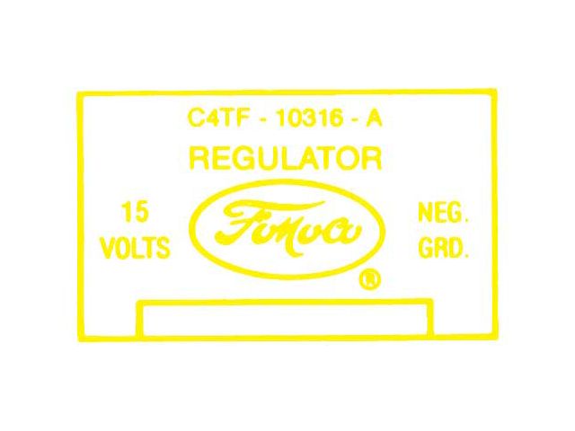 1963 Ford Thunderbird Voltage Regulator Decal, 30 and 40 Amp