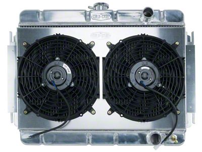 1964-1965 El Camino Cold Case Performance Aluminum Radiator & Dual 12 Fan Kit, Big 2 Row, V8 With Standard Transmission