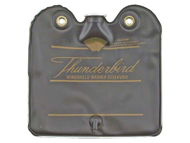 1964-1965 Ford Thunderbird Windshield Washer Bag, Black With Gold Letters, With Screw On Cap