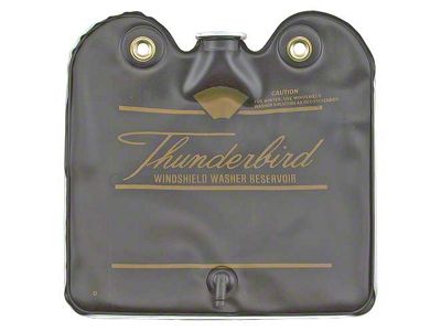 1964-1965 Ford Thunderbird Windshield Washer Bag, Black With Gold Letters, With Screw On Cap