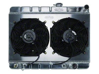 1964-1965 GTO Tri-Power Without A/C Cold Case Performance Aluminum Radiator & Dual 12 Fan Kit, Big 2 Row, With Automatic Transmission