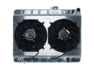 1964-1965 GTO Tri-Power Without A/C Cold Case Performance Aluminum Radiator & Dual 12 Fan Kit, Big 2 Row, With Standard Transmission