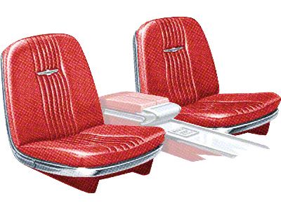 1964-1965 Ford Thunderbird Front Bucket Seat Covers, Vinyl, Red 8, Trim Codes 25 &55 & 55A & 55B, Without Reclining Passenger Seat