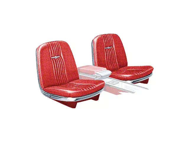 1964-1965 Ford Thunderbird Front Bucket Seat Covers, Vinyl, Red 8, Trim Codes 25 &55 & 55A & 55B, Without Reclining Passenger Seat