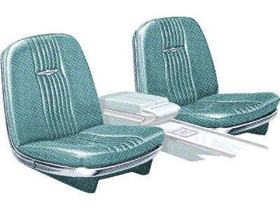 1964-1965 Ford Thunderbird Front Bucket Seat Covers, Vinyl, Light Turquoise 25, Trim Codes 27 & 57 & 57A & 57B, Without Reclining Passenger Seat