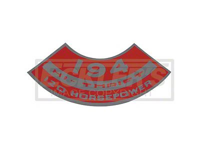 1964-1966 El Camino Air Cleaner Decal Inline 6, 194 Hi-Thrift, 120 HP