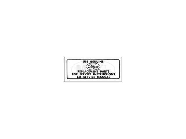1964-1966 Ford Thunderbird Service Instructions Air Cleaner Decal