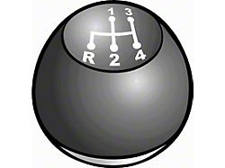 Shift Knob/ 4-speed/ Black & Chrome/ White Letters