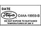 1964-1966 Mustang Air Conditioning Dryer Decal