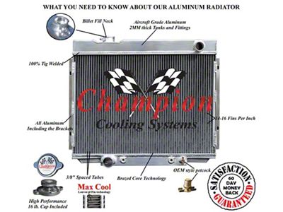 1964-1966 Mustang Champion 3-Row Aluminum Radiator, 390/429 V8