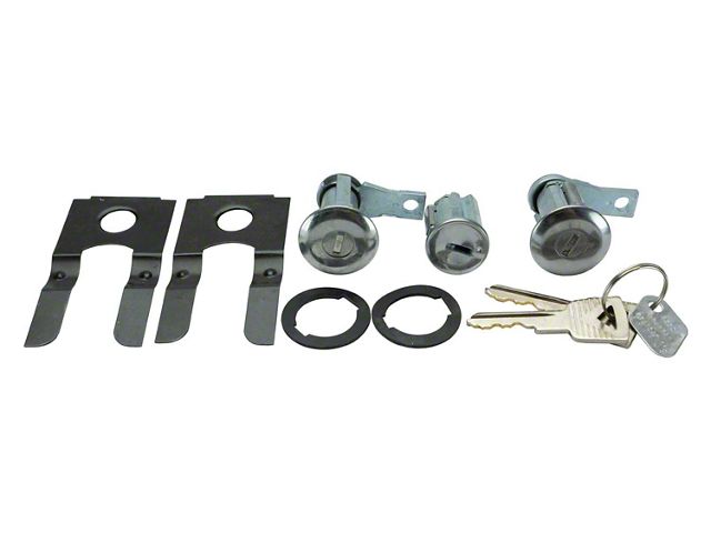 Door Lock and Ignition Key Cylinder Set with Replacement Keys (64-66 Mustang)