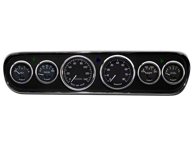 1964-1966 Mustang New Vintage USA 1940 Series Gauge Panel Kit, Black Faces with Programmable MPH Speedometer