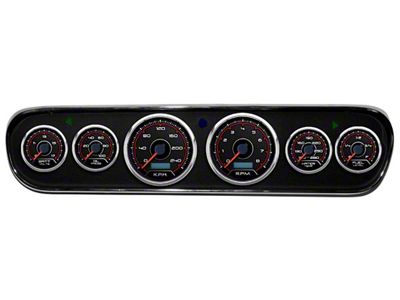 1964-1966 Mustang New Vintage USA CFR Redline Series Gauge Panel Kit, Black Faces with Programmable KPH Speedometer