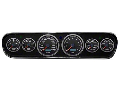 1964-1966 Mustang New Vintage USA Performance ll Series Gauge Panel Kit, Black Faces with Programmable KPH Speedometer