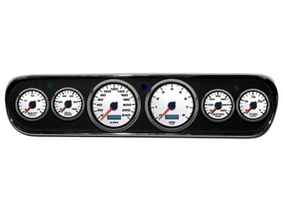 1964-1966 Mustang New Vintage USA Performance ll Series Gauge Panel Kit, White Faces with Programmable KPH Speedometer