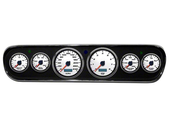 1964-1966 Mustang New Vintage USA Performance ll Series Gauge Panel Kit, White Faces with Programmable KPH Speedometer