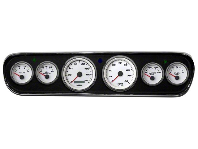 1964-1966 Mustang New Vintage USA Performance Series Gauge Panel Kit, White Faces with Programmable MPH Speedometer