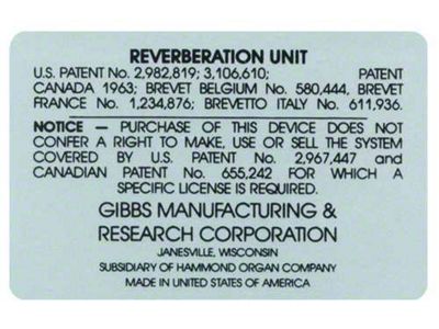 1964-1966 Mustang Reverb Unit Latch Decal